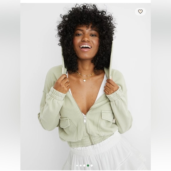 aerie Tops - Aerie are cropped Sage Green Zip-Up Hoodie xs lounge oversized chic comfy